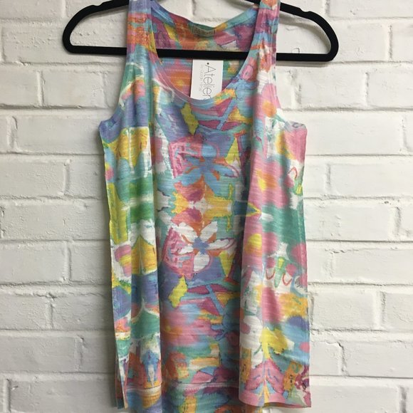 Racerback Tank Top in Watercolor Print - Picture 1 of 6